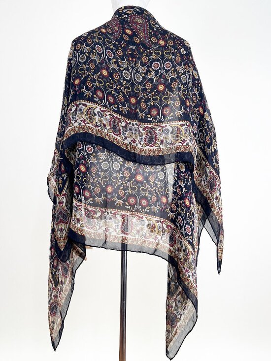 Vintage Accessories - Vintage Silk Scarf Shawl Floral Paisley Print Bandana Boho Chic Bohemian Luxury